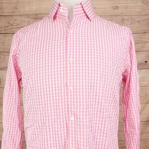 Cigar Couture Shirt Mens L Pink Gingham Check Long Sleeve Button-Up Cotton